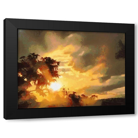 Sunset behind the Tree Black Modern Wood Framed Art Print by Medeiros, Celito