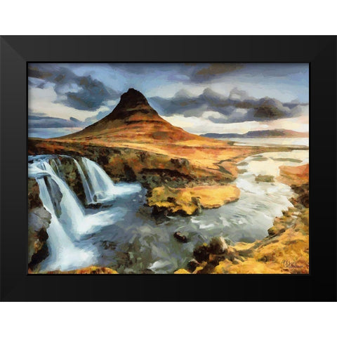 Famous Hill on Iceland Black Modern Wood Framed Art Print by Medeiros, Celito