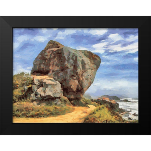 Big Boulder Black Modern Wood Framed Art Print by Medeiros, Celito