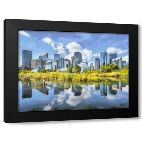 Mirrored City Black Modern Wood Framed Art Print by Medeiros, Celito
