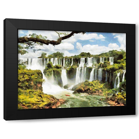 Iguazu Watterfalls Black Modern Wood Framed Art Print with Double Matting by Medeiros, Celito