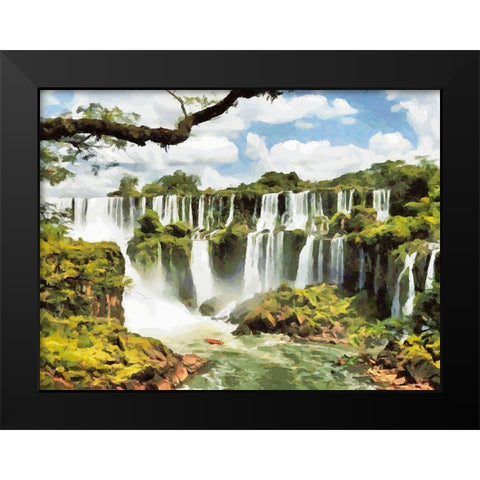 Iguazu Watterfalls Black Modern Wood Framed Art Print by Medeiros, Celito