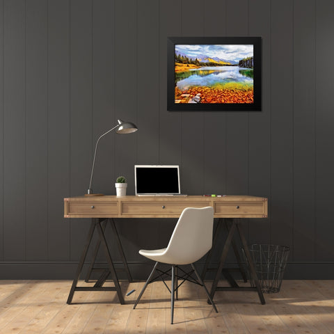 Autumn Lake Horizontal Black Modern Wood Framed Art Print by Medeiros, Celito
