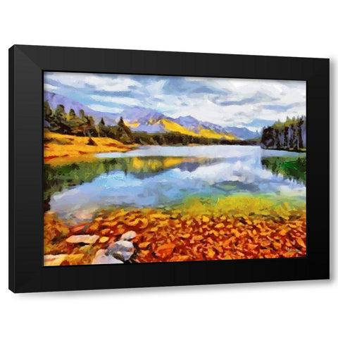 Autumn Lake Horizontal Black Modern Wood Framed Art Print with Double Matting by Medeiros, Celito