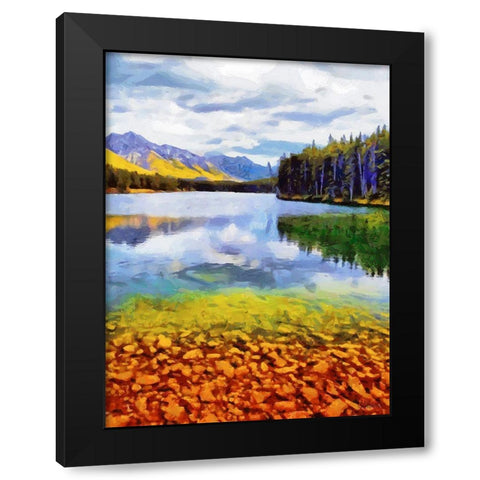 Autumn Lake Vertical Black Modern Wood Framed Art Print with Double Matting by Medeiros, Celito