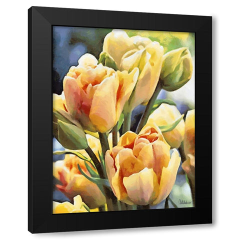 Just Tulips I Black Modern Wood Framed Art Print by Medeiros, Celito