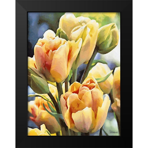 Just Tulips I Black Modern Wood Framed Art Print by Medeiros, Celito