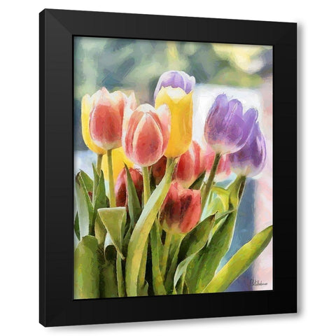 Just Tulips III Black Modern Wood Framed Art Print with Double Matting by Medeiros, Celito
