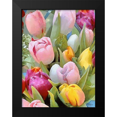Just Tulips IV Black Modern Wood Framed Art Print by Medeiros, Celito
