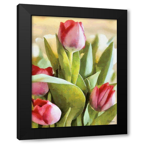 Just Tulips V Black Modern Wood Framed Art Print with Double Matting by Medeiros, Celito