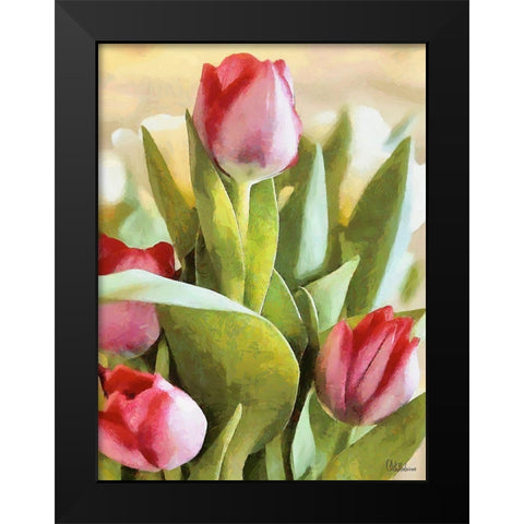 Just Tulips V Black Modern Wood Framed Art Print by Medeiros, Celito