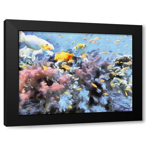 Fishes in Tropical Sea III Black Modern Wood Framed Art Print by Medeiros, Celito