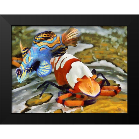Fishes in Tropical Sea V Black Modern Wood Framed Art Print by Medeiros, Celito
