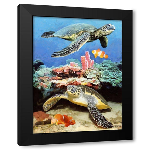 Fishes in Tropical Sea VI Black Modern Wood Framed Art Print with Double Matting by Medeiros, Celito