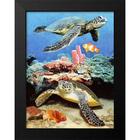 Fishes in Tropical Sea VI Black Modern Wood Framed Art Print by Medeiros, Celito