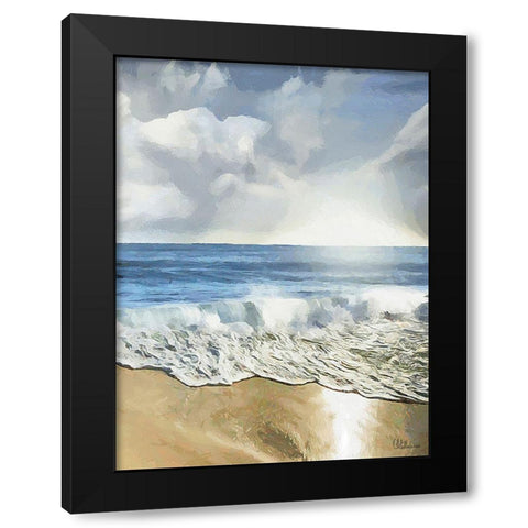White Wave at the Beach II Black Modern Wood Framed Art Print with Double Matting by Medeiros, Celito