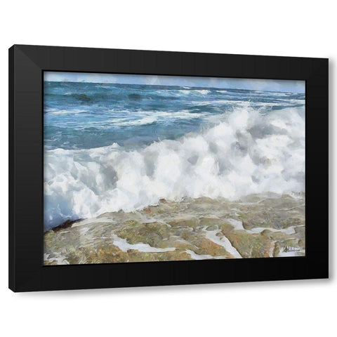White Wave at the Beach III Black Modern Wood Framed Art Print with Double Matting by Medeiros, Celito