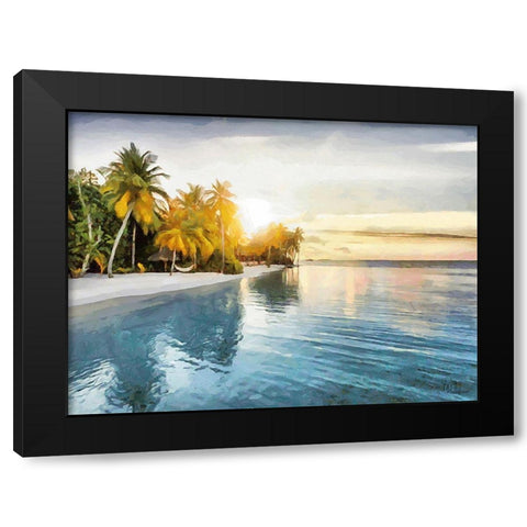 Sunset over Palm Trees I Black Modern Wood Framed Art Print by Medeiros, Celito