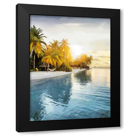 Sunset over Palm Trees II Black Modern Wood Framed Art Print by Medeiros, Celito
