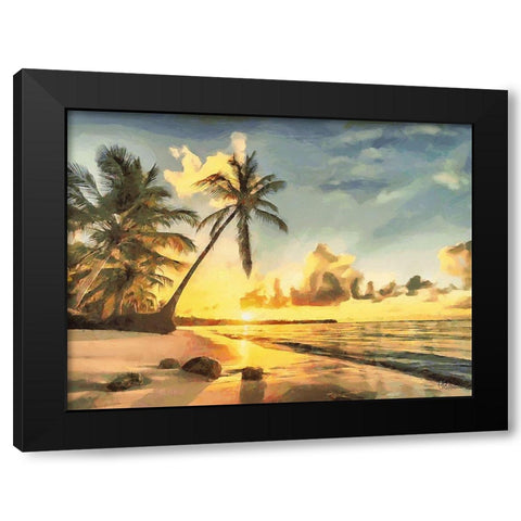 Sunset over Palm Trees III Black Modern Wood Framed Art Print by Medeiros, Celito