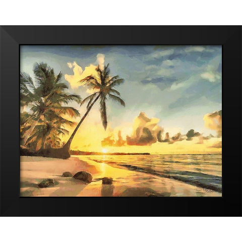 Sunset over Palm Trees III Black Modern Wood Framed Art Print by Medeiros, Celito