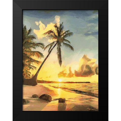 Sunset over Palm Trees IV Black Modern Wood Framed Art Print by Medeiros, Celito