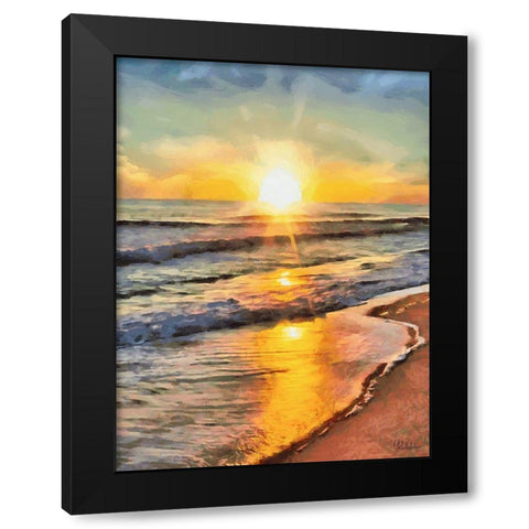 White Wave at the Beach V Black Modern Wood Framed Art Print by Medeiros, Celito