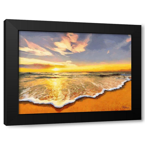 White Wave at the Beach VI Black Modern Wood Framed Art Print by Medeiros, Celito