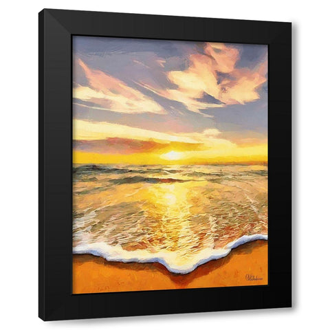 White Wave at the Beach VII Black Modern Wood Framed Art Print with Double Matting by Medeiros, Celito