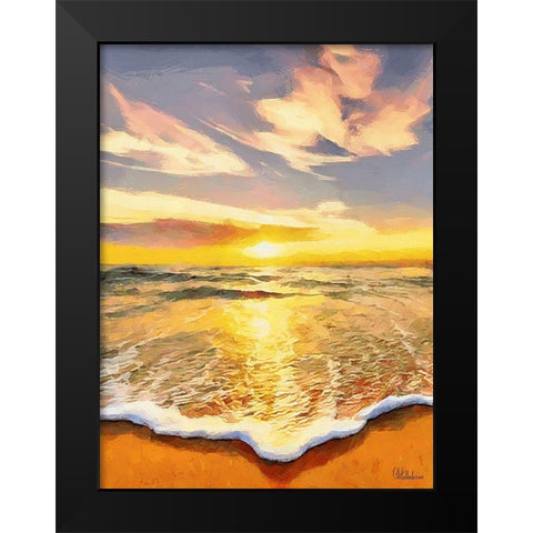 White Wave at the Beach VII Black Modern Wood Framed Art Print by Medeiros, Celito