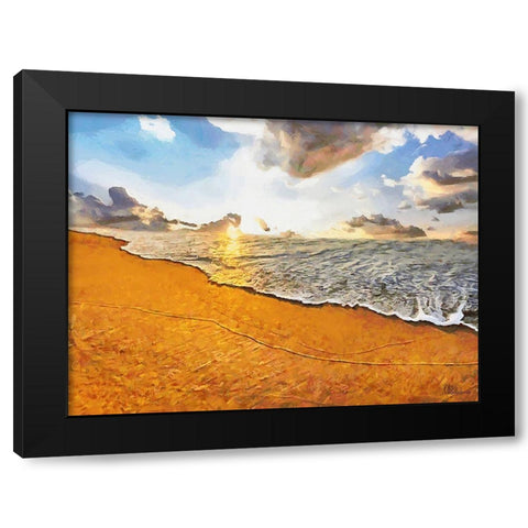 White Wave at the Beach VIII Black Modern Wood Framed Art Print with Double Matting by Medeiros, Celito