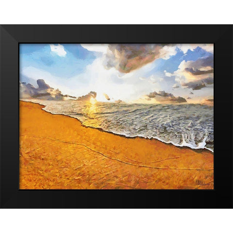 White Wave at the Beach VIII Black Modern Wood Framed Art Print by Medeiros, Celito