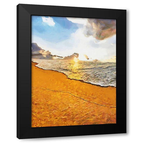 White Wave at the Beach IX Black Modern Wood Framed Art Print by Medeiros, Celito