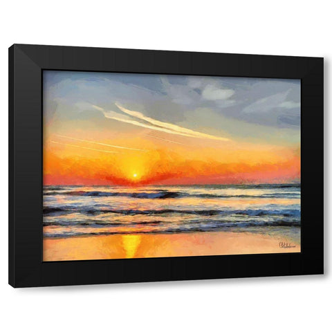 White Wave at the Beach X Black Modern Wood Framed Art Print with Double Matting by Medeiros, Celito