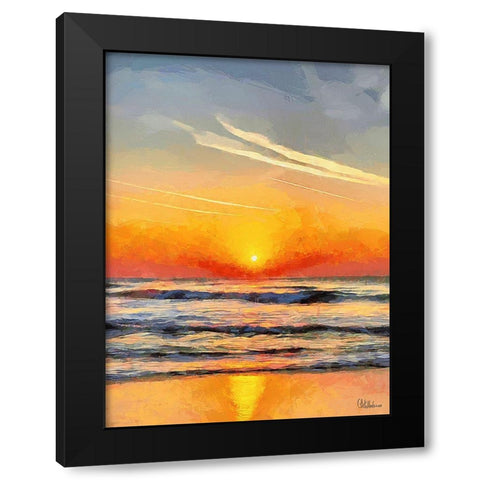 White Wave at the Beach XI Black Modern Wood Framed Art Print with Double Matting by Medeiros, Celito