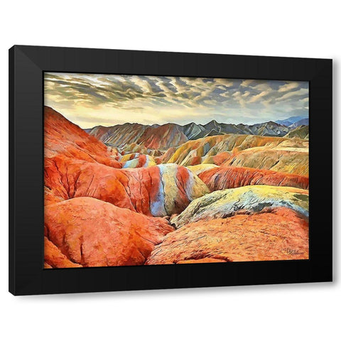Painted Mountains II Black Modern Wood Framed Art Print with Double Matting by Medeiros, Celito