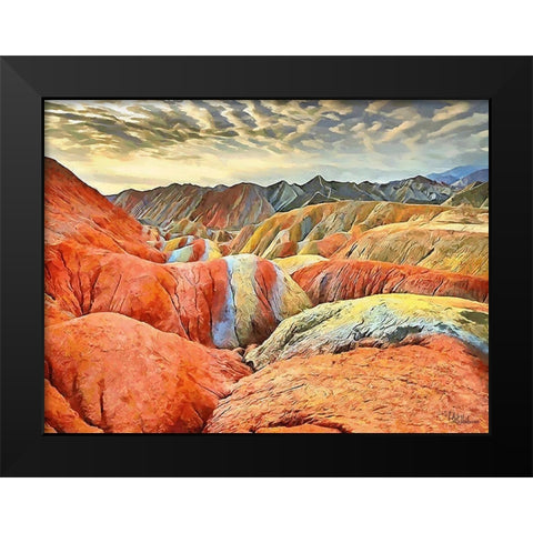 Painted Mountains II Black Modern Wood Framed Art Print by Medeiros, Celito