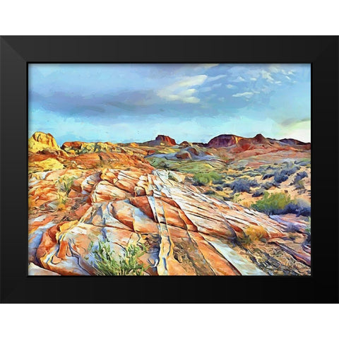 Painted Mountains VI Black Modern Wood Framed Art Print by Medeiros, Celito