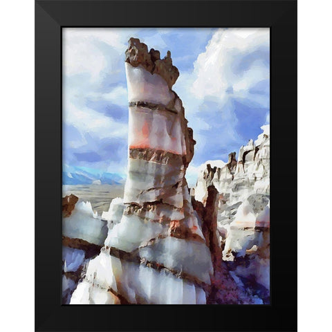 Painted Mountains X Black Modern Wood Framed Art Print by Medeiros, Celito