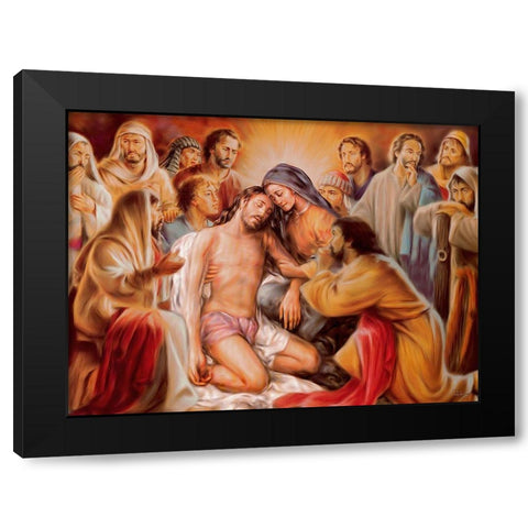 Pieta Black Modern Wood Framed Art Print by Medeiros, Celito