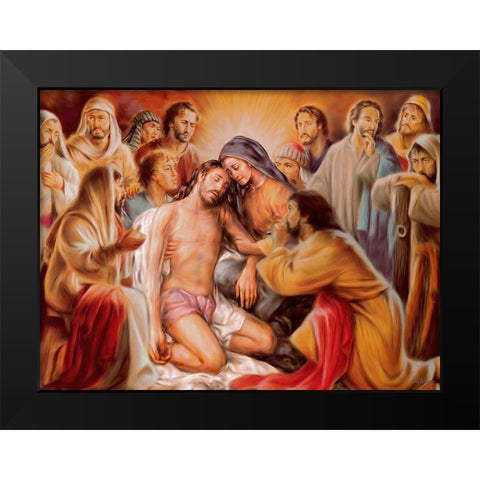 Pieta Black Modern Wood Framed Art Print by Medeiros, Celito