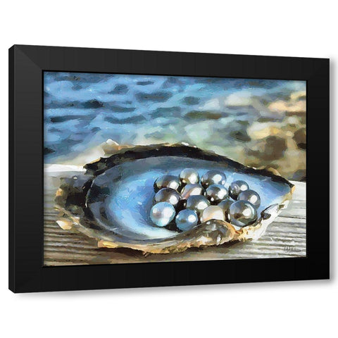 Pearls in Shell Black Modern Wood Framed Art Print by Medeiros, Celito