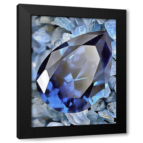 Blue Precious Stone Black Modern Wood Framed Art Print with Double Matting by Medeiros, Celito