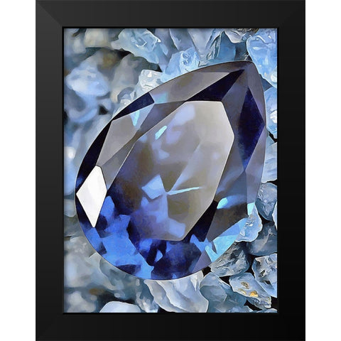Blue Precious Stone Black Modern Wood Framed Art Print by Medeiros, Celito