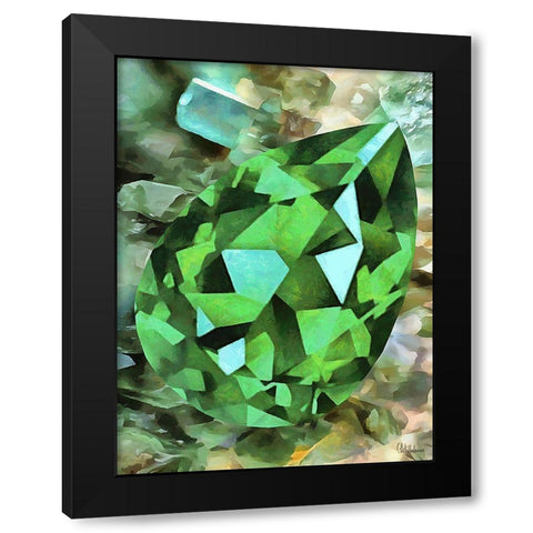 Green Precious Stone Black Modern Wood Framed Art Print by Medeiros, Celito
