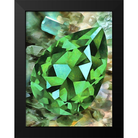 Green Precious Stone Black Modern Wood Framed Art Print by Medeiros, Celito