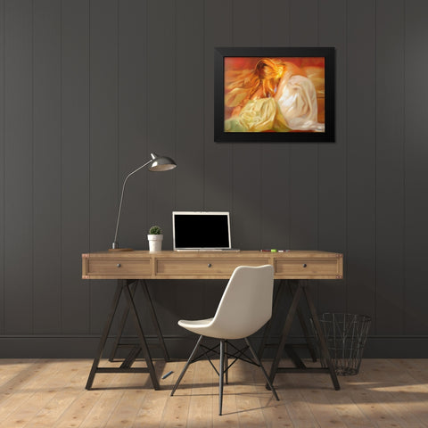 Girl with Golden Hair Black Modern Wood Framed Art Print by Medeiros, Celito