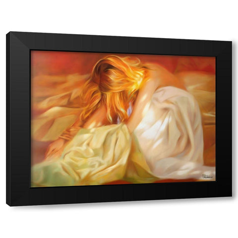 Girl with Golden Hair Black Modern Wood Framed Art Print with Double Matting by Medeiros, Celito