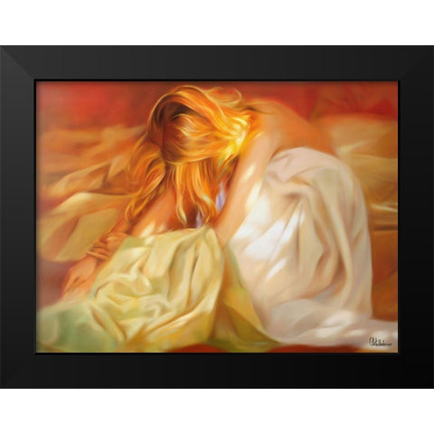 Girl with Golden Hair Black Modern Wood Framed Art Print by Medeiros, Celito