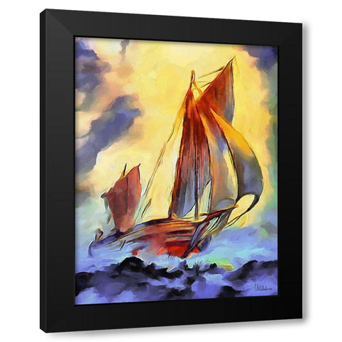 Sail on the Sea Black Modern Wood Framed Art Print with Double Matting by Medeiros, Celito